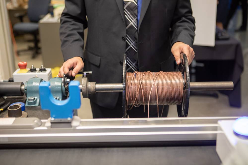 2018 Wire Spooling Senior Design Project displayed at the School of Engineering